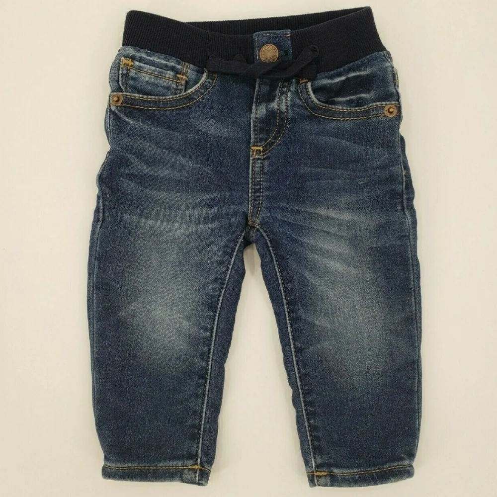 Gap Jeans My 1st Easy Slim Stretch Denim Size 3-6mo Elastic Rib Knit Waistband